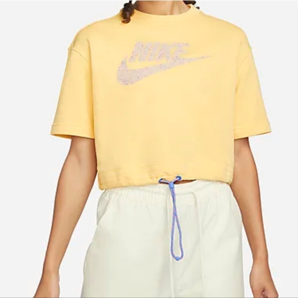 Nike Icon Logo Yellow Drawstring Cropped Tee Size 1X